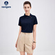 納維凱爾意大利小帆船女設計感翻領(lǐng)T恤斜扣短袖POLO衫2325525515 深藍 M 
