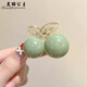美麗公主（Beautiful princess ）亞克力珍珠珠大號盤發(fā)抓夾低丸子頭后腦勺網(wǎng)紅鯊魚夾發(fā)夾頭飾 1#綠色2顆珠子4.5cm