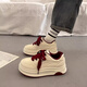 ACLNX松糕厚底小白鞋女25年新款小個(gè)子增高5cm板鞋百搭休閑加絨運動(dòng)鞋 酒紅色 38