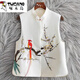 啄木鳥2025春秋中式國風(fēng)重工刺繡馬甲氣質(zhì)新款百搭復(fù)古盤扣坎肩背心上衣 白色刺繡馬甲 L (105-114)斤