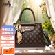 袋鼠品牌真皮包包2024七夕大氣送媽媽牛皮手提包時(shí)尚中年斜挎女包 棕色