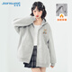 真維斯（JEANSWEST）開衫衛(wèi)衣女秋季新款韓版設(shè)計(jì)感寬松卡通印花連帽上衣潮流休閑外套