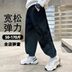 胖童運動(dòng)褲春秋男童長(cháng)褲加肥加大休閑衛褲新款大碼寬松中大童褲子 黑色蝴蝶【單褲】 160 碼適合【90-110斤】