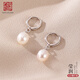 老銀匠s925銀淡水珍珠耳圈女小耳扣送女朋友養(yǎng)耳洞七夕節(jié)禮物珍珠銀耳圈