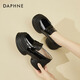 DAPHNE達芙妮樂(lè )福鞋女新款女鞋春秋款單鞋厚底英倫風(fēng)工作皮鞋 黑色  跟高7cm 36 (230mm)