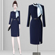 威世品春夏職業(yè)連衣裙女空姐制服案場(chǎng)客服酒店前臺金店工裝美容院工作服 藏藍色長(cháng)袖2489 M 建議98-107斤
