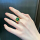 K寶黃金999足金大方糖戒指綠色大方糖鋯石女款黃金女戒指女士氣質(zhì)款禮物 黃金綠色戒指金重約2.5克 17#