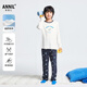 安奈兒（Annil）童裝男童長(zhǎng)袖家居服套裝2025春新款莫代爾透氣打底內(nèi)搭睡衣 藍(lán)白花 170