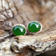森用新疆天然和田玉碧玉古法金鑲玉耳釘耳環(huán)菠菜綠玉耳環(huán)簡(jiǎn)潔時(shí)尚耳墜 金色耳釘+證書(shū)