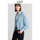 LILY2025春新款含莫代爾醋酸輕薄寬松休閑百搭通勤長(cháng)袖襯衫外套女 401藍色 S