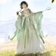 漢虞葵原創(chuàng)漢服女【清菏】齊胸襦裙日常款中國風新款漢元素春夏 【清荷綠】上衣+裙子+披帛+肩花 S