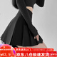 哈魯?shù)习亳奕古呵锒倘筳k制服小裙子學(xué)院風(fēng)秋冬高腰防走光a字半身裙 黑色 （39cm自帶安全褲） M （90-105斤）