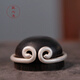 藏六造茶寵蓋置純銀黑悟空蓋置 純手工999純銀創(chuàng  )意茶寵擺件家用禪意蓋托 黑悟空蓋置