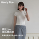 Henny Rue女士短袖女春夏季含桑蠶絲薄款純色小圓領修身高彈顯瘦打底T恤 云朵白 均碼 （80-110斤）