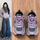 HQTING紅蜻蜓品牌女鞋撿漏2025新款春秋季厚底老爹鞋女夏季軟底輕便運(yùn)動(dòng) 紫色 38