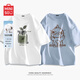 名創(chuàng)優(yōu)品（MINISO）短袖T恤男士夏季國潮衣服日系風潮流男裝中學生純棉潮牌半袖體恤 白色(生機)+冰川藍(大爆炸龍) 5XL (體重230-260斤左右)
