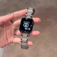 炫戴適用apple watch s10表帶新款滿鉆蘋果手表s9腕帶金屬iWatch s8高級(jí)s7/s6/s5/se女士手鏈 滿天星鋼帶-銀色 38/40/41/42表盤4~10代/se