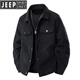 JEEP SPIRIT美式潮牌咖色外套男士春秋季翻領(lǐng)休閑百搭上衣服燈芯絨夾克 2516黑色 XL