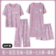 四件套裝睡衣女春夏季純棉短袖睡裙可愛卡通寬松大碼女士家居服 XB紫色兔頭四件套 L