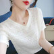 予瑾女士短袖高檔女時(shí)尚一點(diǎn)蕾絲衫2025夏季新款韓版百搭顯瘦T恤V領(lǐng)套 1705#白色 3XL