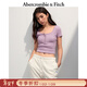 Abercrombie & Fitch【多色亨利領(lǐng)】小麋鹿圖案女裝25夏季修身短袖T恤 粉色 S (165/88A)