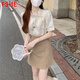 FSHE旗袍新中式國風(fēng)連衣裙設計感女小眾2025夏季高級感復古短袖襯衫 [兩]旗袍上衣+卡其色半身 M 95-108斤