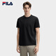 FILA 斐護(hù)科技|斐樂(lè)官方男子針織短袖2025春新款時(shí)尚簡(jiǎn)約休閑圓領(lǐng)T恤 正黑色-BK L 175/96A/L