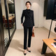 羅蒙（ROMON）西裝套裝女2025春秋新款灰色感職業(yè)西服女工作服正裝休閑西服外 黑色西裝+長(zhǎng)褲 3XL