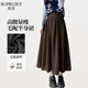 帛芮年輕媽媽毛呢半身裙女春秋款高腰寬松顯瘦軟糯中長(cháng)款半身裙
