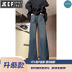 JEEP SPIRIT提檔版型高腰微喇叭牛仔褲男美式高街cleanfit窄版闊腿彎刀褲春秋 復古藍/升級版 （微喇款） M