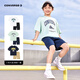 Converse匡威童裝男童套裝2025夏季新款中大童休閑短t短褲兩件套寬松上衣 蘆薈綠 140 /68 【建議身高128-140cm】