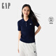 Gap女裝2025春季新款刺繡logo短袖polo領(lǐng)常規(guī)針織衫學(xué)院風(fēng)729137 海軍藍(lán) M (165/84A) 亞洲尺碼