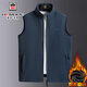 AEMAPE蘋(píng)果秋冬季德絨馬甲男爸爸加絨加厚抓絨背心中老年搖粒絨坎肩 深藍款 （德絨陽(yáng)離子面料） 常規 3XL 推薦150--165斤