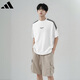 阿迪達(dá)斯 （adidas）男裝夏季舒適潮流時尚百搭圓領(lǐng)三條紋運動休閑短袖 M碼