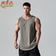 俏蓓依肌肉狗 運動(dòng)背心男夏季純色百搭無(wú)袖跑步訓練服健身衣服上衣透氣 灰綠色 S