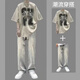 gxmy短袖t恤男學(xué)生休閑套裝夏季新款潮流寬松一整套帥氣搭配衣服男裝 杏色T恤+黃泥直筒褲 XL 115-130斤