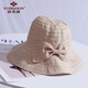 俞兆林遮陽(yáng)帽子女夏天韓版時(shí)尚潮老年太陽(yáng)帽出游遮臉媽媽防曬漁夫帽棉麻 米白色 均碼一般都能戴