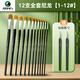 馬利尼龍水粉畫(huà)筆仿狼毫色鴨舌型畫(huà)筆油畫(huà)筆丙烯水粉水彩色彩筆美術(shù)生專(zhuān)用長(cháng)桿排筆畫(huà)材刷12支套裝