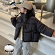 迪士尼女童棉服冬季2024新款洋氣短款面包服棉衣小女孩韓版羽絨棉襖外套 黑色 150