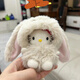 凱蒂貓毛茸長(cháng)耳兔hellokitty包包掛件書(shū)包小掛飾品公仔毛絨玩偶kitty貓 粉色垂耳兔hellokitty掛件