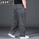 JEEP SPIRIT秋冬季牛仔褲男加肥加大碼寬松直筒胖子肥佬闊腿老爹厚長(zhǎng)褲子潮胖 9001款煙灰色 36
