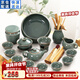 鴻冠 整套陶瓷功夫茶具套裝家用辦公送禮 汝窯汝瓷哥窯開(kāi)片冰裂茶道茶壺茶杯泡茶器 09款：18件墨綠哥窯