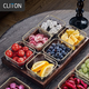 CLITON點(diǎn)心分隔拼盤(pán)玻璃水果盤(pán)客廳小吃盤(pán)子家用創(chuàng  )意零食糖果盤(pán) 帶托盤(pán)