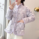DXOT東北休閑碎花大花棉襖女冬季小個子復(fù)古盤扣加絨保暖棉衣棉服外套 紫色 2XL 建議 110-125斤