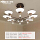 雷士照明（NVC） led客廳燈半吸吊燈餐廳燈北歐美式簡約現(xiàn)代黑色歐式遠方1100系列 遠方II代/8頭-96W（三色調(diào)光）