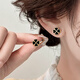 伊燦S999銀針黑色四葉草耳釘女2025年新款爆款耳夾輕奢耳環(huán)高級感耳飾 黑色四葉草耳釘
