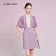 拉珂蒂（La Koradior）夏季新款淡紫色連衣裙女修身顯瘦氣質(zhì)短袖裙子 灰紫羅蘭色 L
