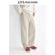 太平鳥(niǎo)男裝休閑褲百搭彎刀褲寬松運動(dòng)闊腿休閑潮 米白 30