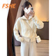 FSHE大碼胖mm翻領(lǐng)拉鏈短款毛衣女溫柔風(fēng)奶fufu慵懶風(fēng)冬季2025新款開(kāi)衫 米杏色 L 【建議100-120斤】