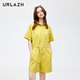 URLAZH春季新款復(fù)古洋氣休閑潮酷短款連體褲女LN1JS03 芥末黃 XS